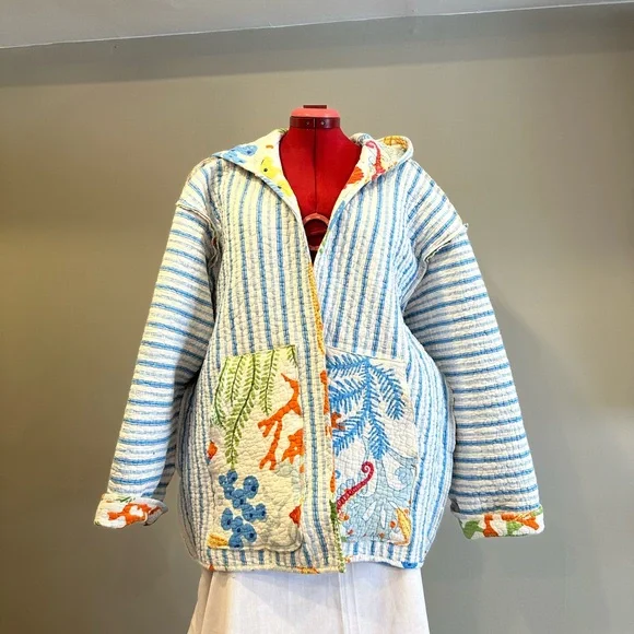 Handmade Colorful Quilted Women's Jacket - Picture 4 of 11